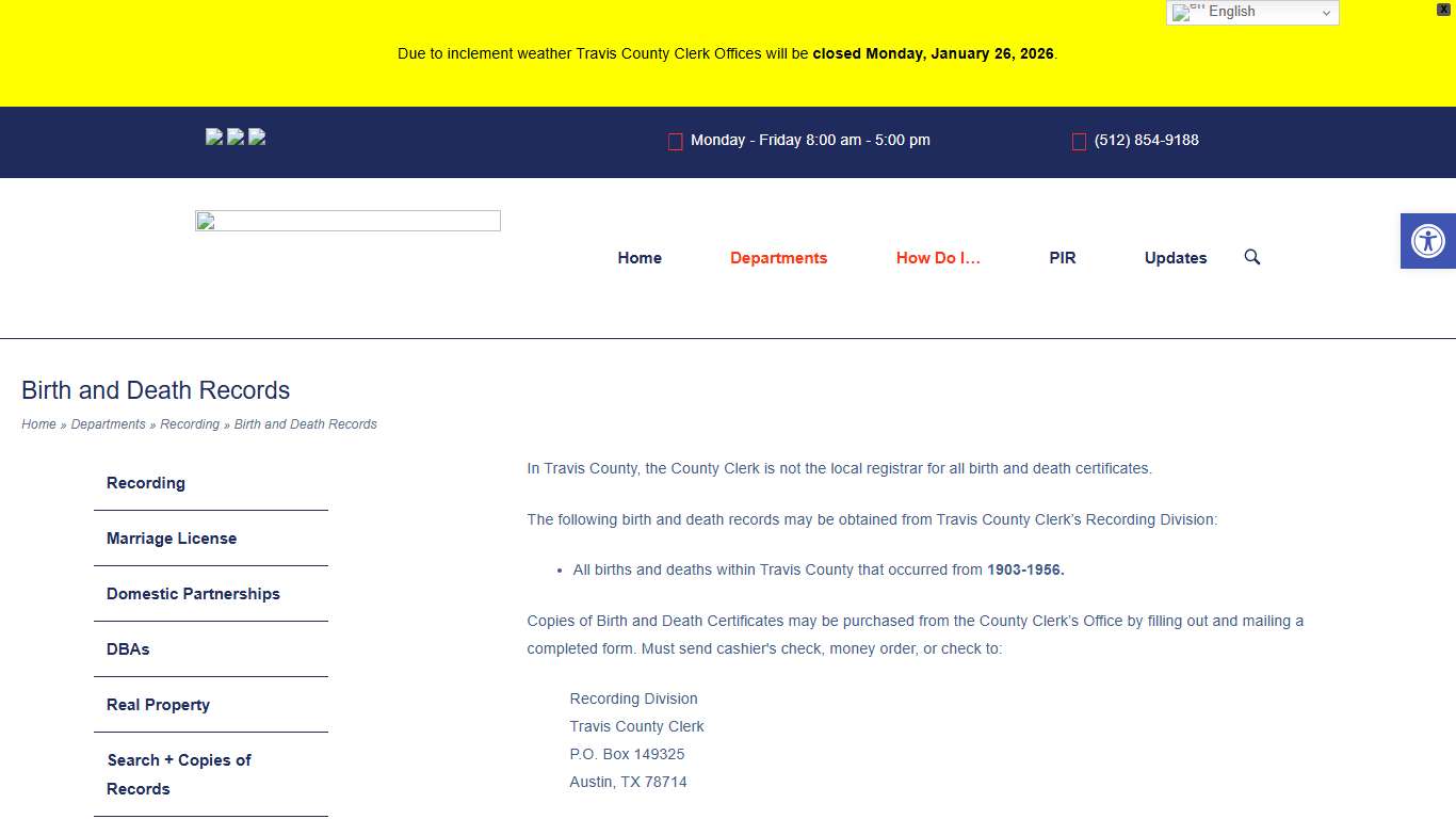 Birth and Death Records - Travis County Clerk